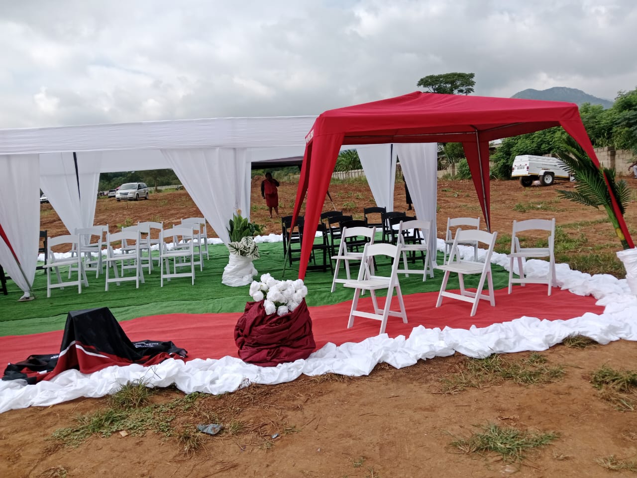 Funeral setup with tents